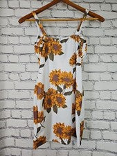 Vestido Missguided Nuevo con Etiquetas Talla 8 Girasol Bohemio Blanco Floral Solero Verano