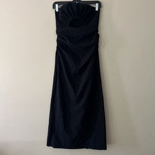 Vestido Zara Negro Midi Corte Sin Tirantes Largo Cóctel Fiesta Evento Mujer’s Mediano