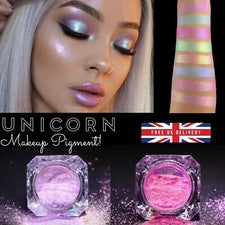 Sombra de ojos sirena maquillaje polvo suelto iridiscente unicornio aurora iluminador