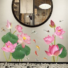 Pegatinas de pared autoadhesivas de flor de loto hágalo usted mismo calcomanía artística decoración del hogar extraíbles
