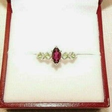 0.88 ct Natural Rhodolite Garnet & Peridot Sterling Silver Ring