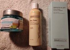 GLOBAL BEAUTY CARE TRIO - EXFOLIANTE CORPORAL HA, SUERO FACIAL DE COLÁGENO SUAVE Y LIFTING, RI