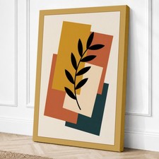 Arte de pared moderno en lienzo de rama y geometría decoración del hogar listo para colgar