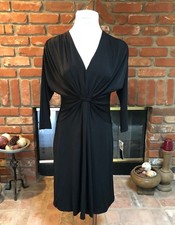 Vestido de diseñador LILY para mujer talla pequeña versátil negro acanalado cóctel evento
