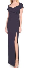 *PROBABLEMENTE Vestido KENDRICK Para Mujer 2 Azul Cuello Corazón Plisado Cintura Acanalada Nuevo