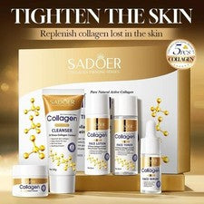Kit facial antienvejecimiento blanqueador hidratante para el cuidado de la piel con colágeno SADOER de 5 piezas
