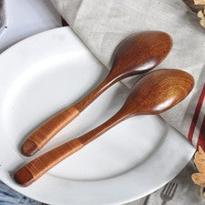 Gastronomie Holz Löffel 18.5*4cm Kochen 2pcs Küche Utensilien Geschirr Griff