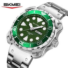 SKMEI Men Steel Big Case Watch Week Date Male Business Casual Wristwatch
