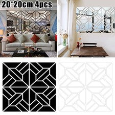 Pegatinas de pared espejo reflectantes 3D 4 piezas 20 cm x 20 cm azulejos de mosaico acrílico