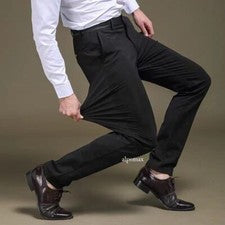 Hombres Moda Negocios Pantalones Largos Traje Pantalones Hombre Elástico Recto Formal Pantalones