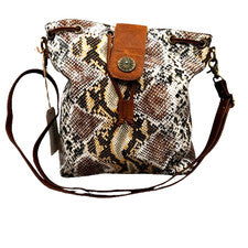 Bolso Bandolera Shyanne Para Mujer Cuero Estampado Serpiente Cierre Solapa Turquesa Concho