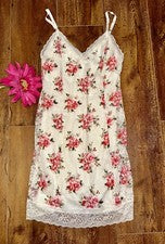 Vestido sin Mangas Forever 21 Sexy Para Mujer Ajustado Marfil y Rosa Encaje Rosa -Talla M Nuevo con Etiquetas