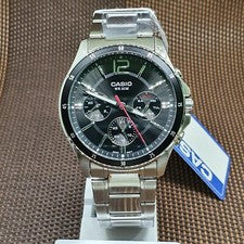 Casio MTP-1374D-1A Enticer Negro Analógico Acero Inoxidable Cuarzo Reloj de V...