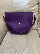 Bolso cubo de cuero para mujer BOSTANTEN púrpura con correas de hombro de cuero