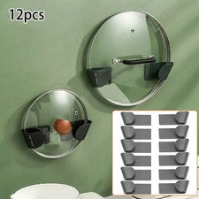 Útil soporte de almacenamiento con tapa para olla utensilios de almacenamiento de cocina pared negra
