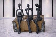 Juego de 3 esculturas de figura de cuidador de estante decoración del hogar moderno
