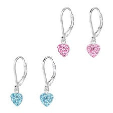 Pendientes Corazón Peinado Niños Cristal Piedra Mujer Pendientes Plata de Ley 925