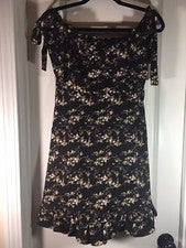 Vestido de verano para mujer Zaful con nudo corbata talla L negro con estampado floral