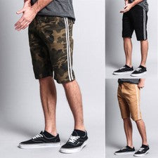 Pantalones cortos Victorious de sarga a rayas laterales finos estilo pantalón deportivo doble DS2036EY para hombre