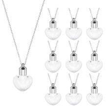 Collar Vial 10 Piezas, Botella Perfume Corazón Vidrio Acero Inoxidable 31mm, Transparente