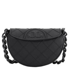 Bolso Tory Burch Mini Media Luna Suave Fleming Cuero Negro 162265-001