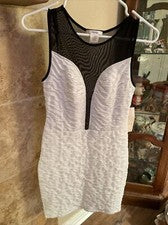 Vestido lápiz Timing para mujer S tejido blanco con inserción de red transparente delantero y trasero nuevo sin etiqueta
