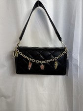 Bolso Bandolera Steve Madden BGLOSSI NYC Acolchado Negro con Dijes - Nuevo con Etiquetas