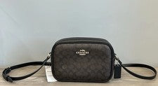 Bolso Bandolera Coach Jamie Cámara Firma Lona Cuero Negro Nogal CZ186 NUEVO CON ETIQUETAS