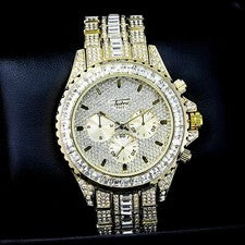 Reloj de metal de lujo para hombre Hip Hop dorado PT banda helada completa laboratorio diamante brillante