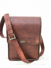 11" Mujeres Genuino Vintage Cuero Vertical Media Solapa Bolso Bolso de Hombro...