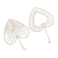 2 Piezas Tejido Algodón Beige Corazón Colgante Pared Adorno Bohemio Decoración Hogar