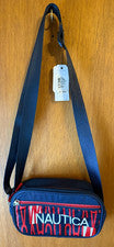 Bolso Bandolera/Cinturón Nautica Azul Marino Rojo Nylon con Correa Ajustable para Botellas 100% Recicladas Nuevo con Eti