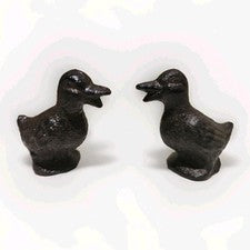 Par de adornos de pato de hierro fundido en miniatura decoración de hogar o jardín idea de regalo