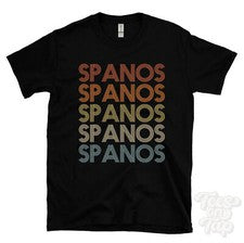 CAMISETA ESTILO RETRO REPETIDO SPANOS Hombre y Mujer Novedad Genial Nombre Regalo