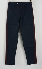 Nuevos Pantalones Fanmail Tallas XS/S Azul Rojo Rayas Algodón Sarga Lona Cordón