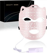 Mascarilla facial antienvejecimiento facial terapia luz roja LED de 7 colores cuidado de la piel - rosa