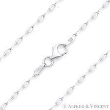 Collar de cadena espejo chapado en rodio plata esterlina 925 Italia eslabones de café de 2,2 mm
