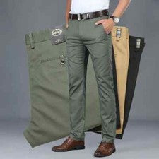 Verano Delgado Para Hombre Traje Pantalones Moda Negocios Informales Algodón Verde Negro