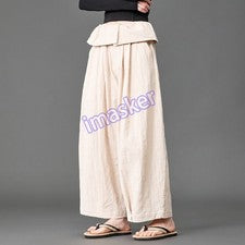 Verano Nuevo Estilo Chino Para Hombre Cintura Alta Algodón Lino Suelto Pantalones Informales