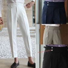 Pantalones informales cargo doble plisado recto con hebilla Paris italiano para hombre