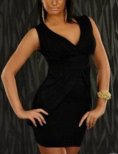 Sexy Miss Moda Mujer V-Dekollete Mini Vestido Girly Vestido Negro 34/36/38 Nuevo