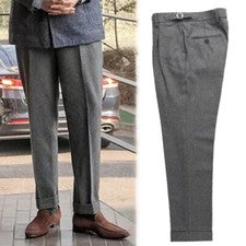 Pantalones de Traje Gurkha de Lana Tweed de Colección para Hombres Estilo Británico Pantalones Rectos Lo último