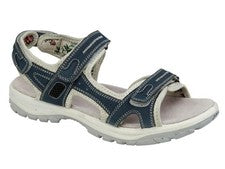 Sandalias para caminar Mod Comfys L139NC de cuero azul denim con cierre táctil
