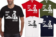 CAMISETA DE HOMBRE DISFRUTE DE LA VIDA COMER FUERA DIVERTIDA GROSERA NOVEDAD DISEÑO MODA IDEA DE REGALO TOP