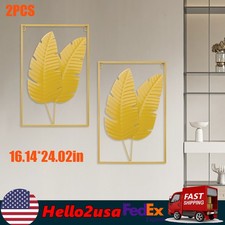2 PIEZAS Decoraciones de Pared Hoja de Hierro Dorado Colgante de Pared Decoración del Hogar con Marco Decoración de Pare