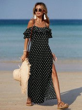 Vestido largo de mujer con tirantes de espagueti y abertura