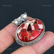 Colgante Kingman Rojo Mohave Cobre Turquesa Piedras Preciosas Plata de Ley 925 Joyería