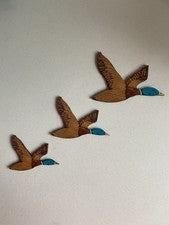 Juego de 3 Patos Voladores de Madera Pájaros Colgantes de Pared Decoración del Hogar Retro Boho Japandi