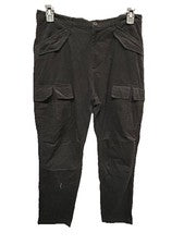 MODE OF ONE Pantalones Informales Negros Pana Elástico Algodón Frente Plano Calce Relajado 31