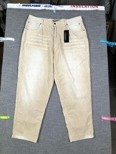 Pantalones de pana de mezclilla Godbody para hombre 42/33 caqui 5 bolsillos bigote desvanecido estilo 6473